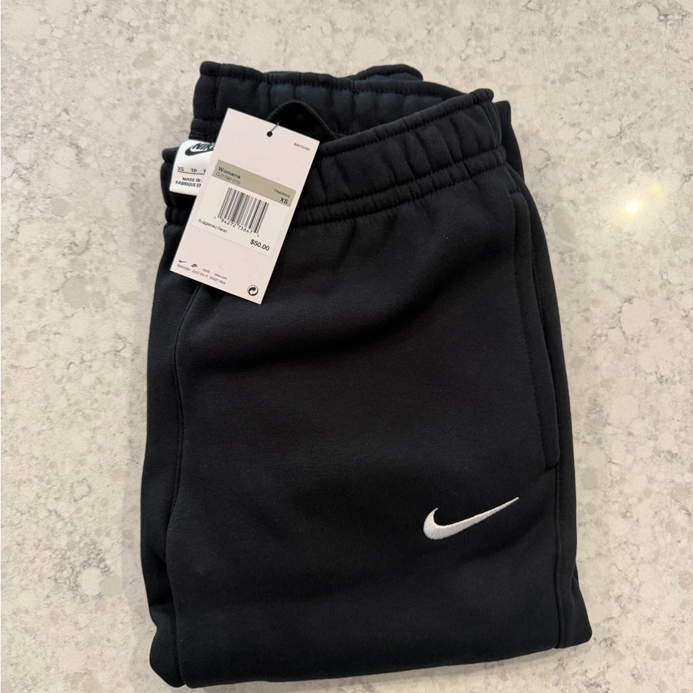 Women’s Nike Black Jogger Sweatpants with White Swoosh